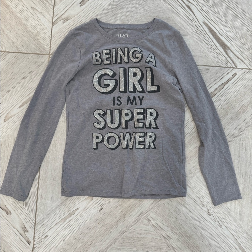 The Children's Place Gray Long Sleeve Tee with Empowering Message
